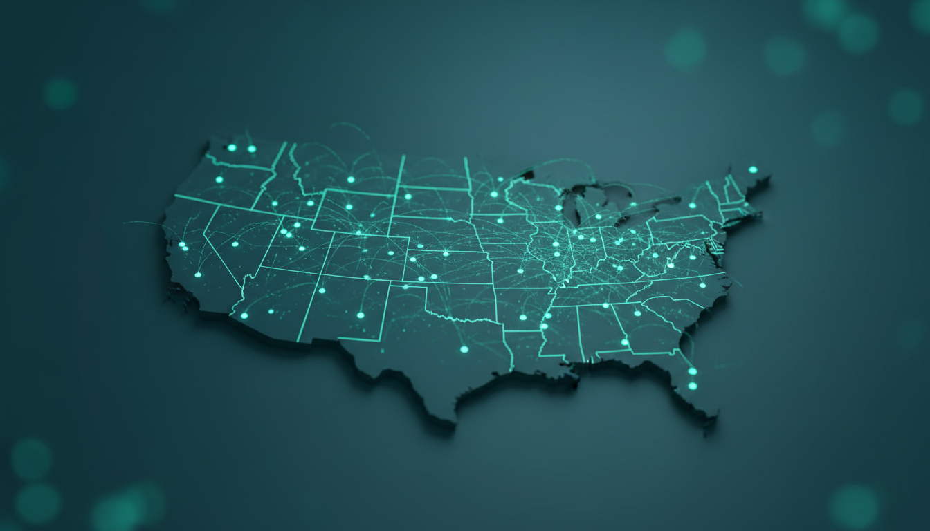 Map showing nationwide service coverage